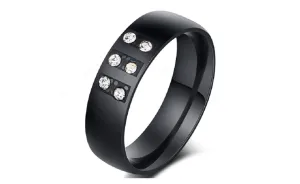 Black Color Ring With Shining Cubic Zirconia Stone Fashion Jewelry