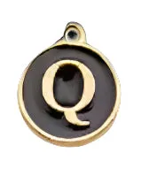 BLACK Letter Circle Enamel Charm