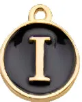 BLACK Letter Circle Enamel Charm