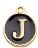 BLACK Letter Circle Enamel Charm
