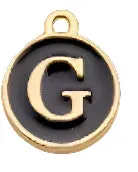BLACK Letter Circle Enamel Charm