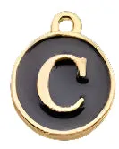 BLACK Letter Circle Enamel Charm