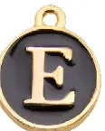 BLACK Letter Circle Enamel Charm