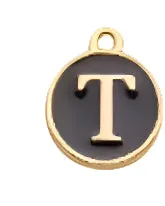 BLACK Letter Circle Enamel Charm