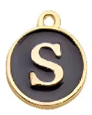 BLACK Letter Circle Enamel Charm
