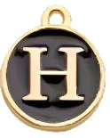 BLACK Letter Circle Enamel Charm