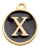 BLACK Letter Circle Enamel Charm