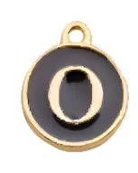 BLACK Letter Circle Enamel Charm