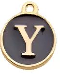 BLACK Letter Circle Enamel Charm