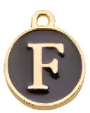 BLACK Letter Circle Enamel Charm