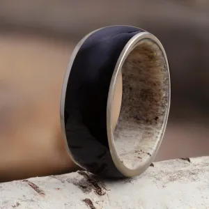 Blackwood Ring With Deer Antler Sleeve