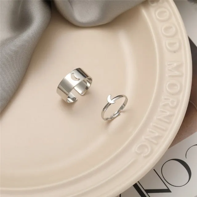Bohemian 3pcs/set White Enamel Round Metal Ring Sets Geometric Twist Open Adjustable Rings Sets for Women Girl Jewelry Gifts
