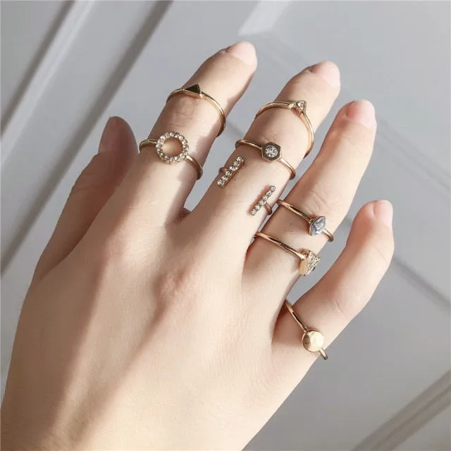 Bohemian 3pcs/set White Enamel Round Metal Ring Sets Geometric Twist Open Adjustable Rings Sets for Women Girl Jewelry Gifts