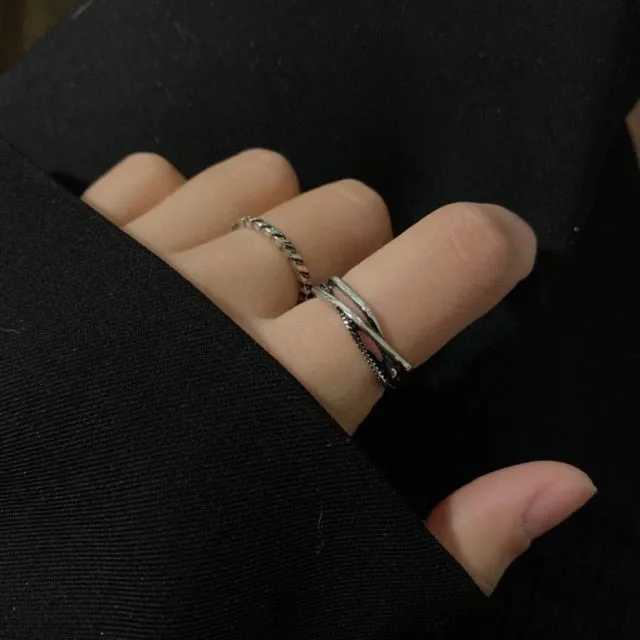 Bohemian 3pcs/set White Enamel Round Metal Ring Sets Geometric Twist Open Adjustable Rings Sets for Women Girl Jewelry Gifts