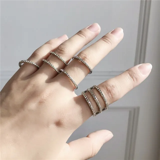 Bohemian 3pcs/set White Enamel Round Metal Ring Sets Geometric Twist Open Adjustable Rings Sets for Women Girl Jewelry Gifts