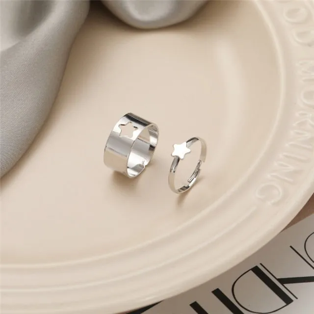 Bohemian 3pcs/set White Enamel Round Metal Ring Sets Geometric Twist Open Adjustable Rings Sets for Women Girl Jewelry Gifts