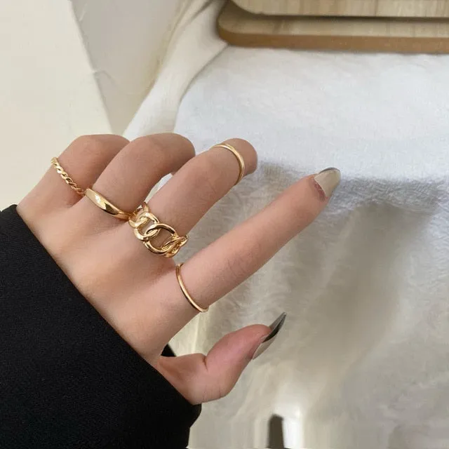 Bohemian 3pcs/set White Enamel Round Metal Ring Sets Geometric Twist Open Adjustable Rings Sets for Women Girl Jewelry Gifts