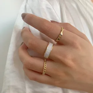 Bohemian 3pcs/set White Enamel Round Metal Ring Sets Geometric Twist Open Adjustable Rings Sets for Women Girl Jewelry Gifts