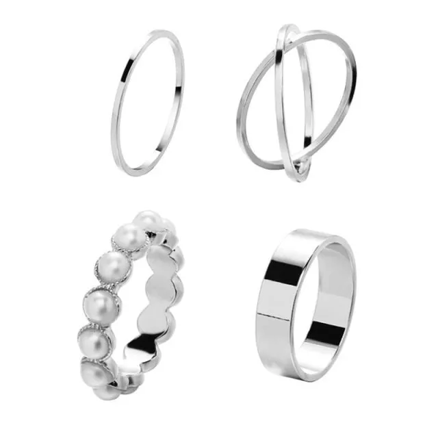 Bohemian 3pcs/set White Enamel Round Metal Ring Sets Geometric Twist Open Adjustable Rings Sets for Women Girl Jewelry Gifts