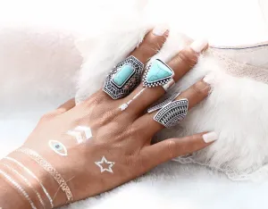 Bohemian Turquoise Ring Set