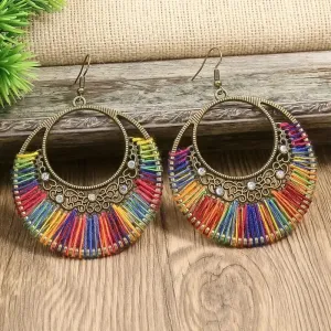 Boho Hollow Round Earrings - Multicolor