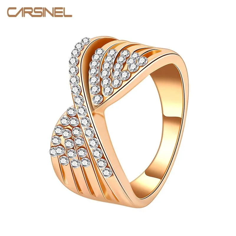 Bow-Knot Crystal Lovers Gold-color Engagement Ring