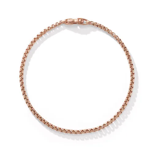 Box Chain Bracelet in 18K Rose Gold, 2.7mm, Size Medium