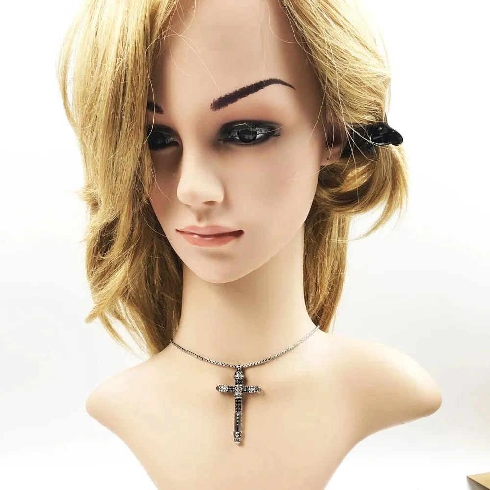 Brand New Cross Pave Link Necklace Chain Christian Fashion Jewellery - 925 Sterling Silver Gift For Men & Women