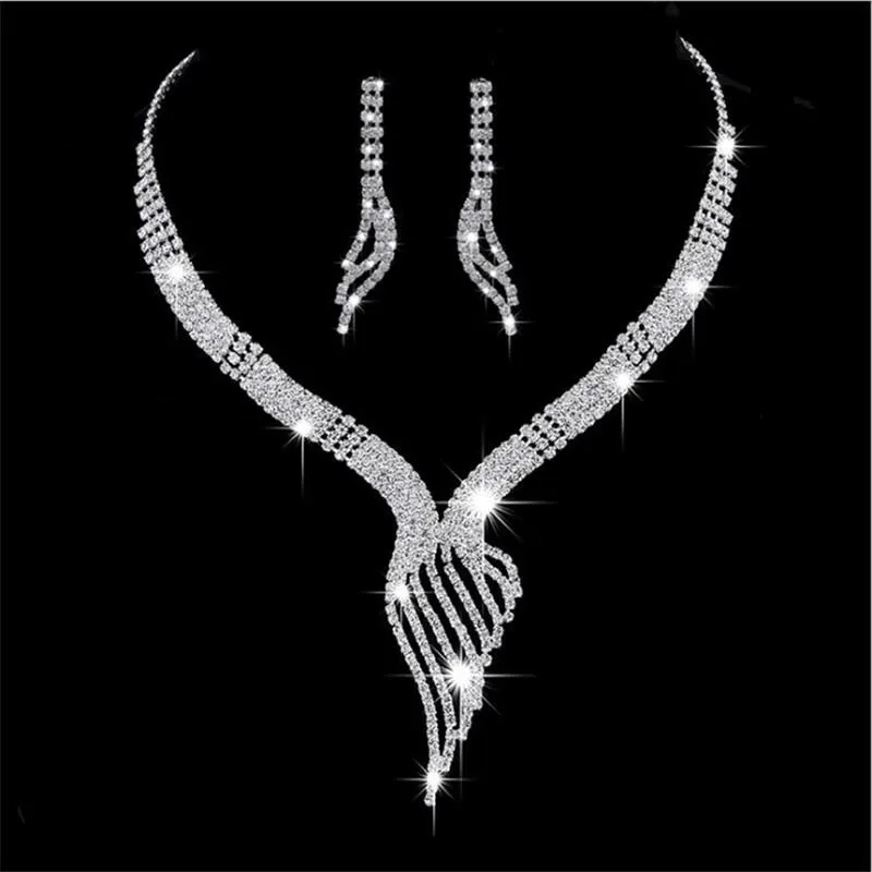 Bridal Women Long Tassel Necklace Earrings Jewellery Set