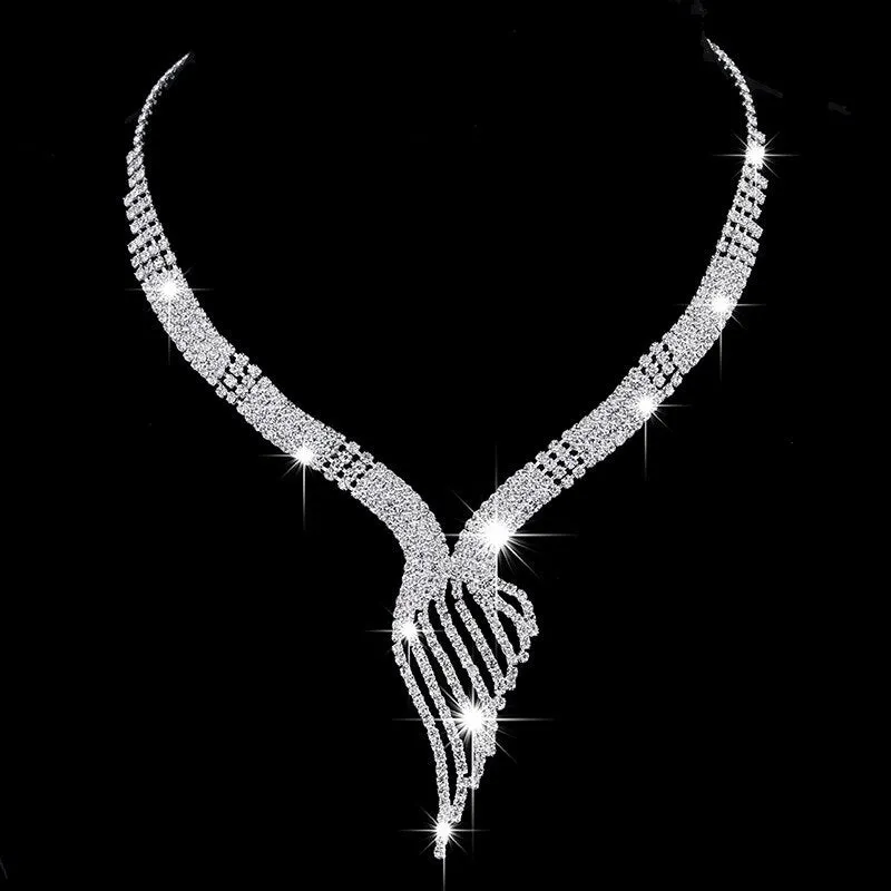 Bridal Women Long Tassel Necklace Earrings Jewellery Set