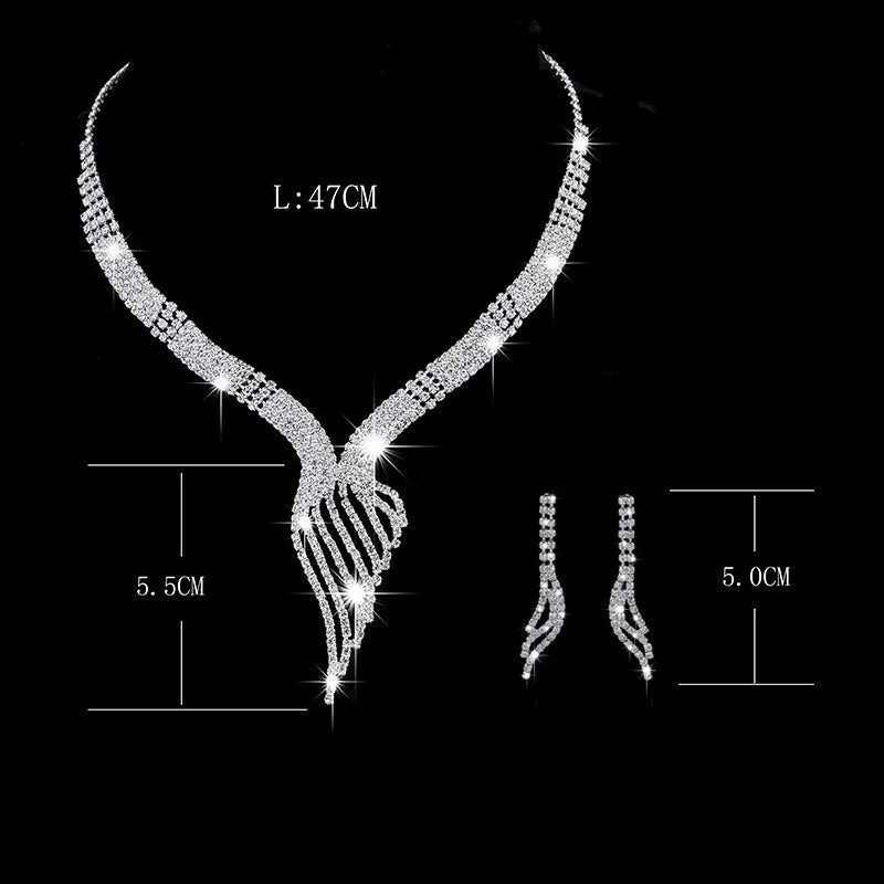 Bridal Women Long Tassel Necklace Earrings Jewellery Set