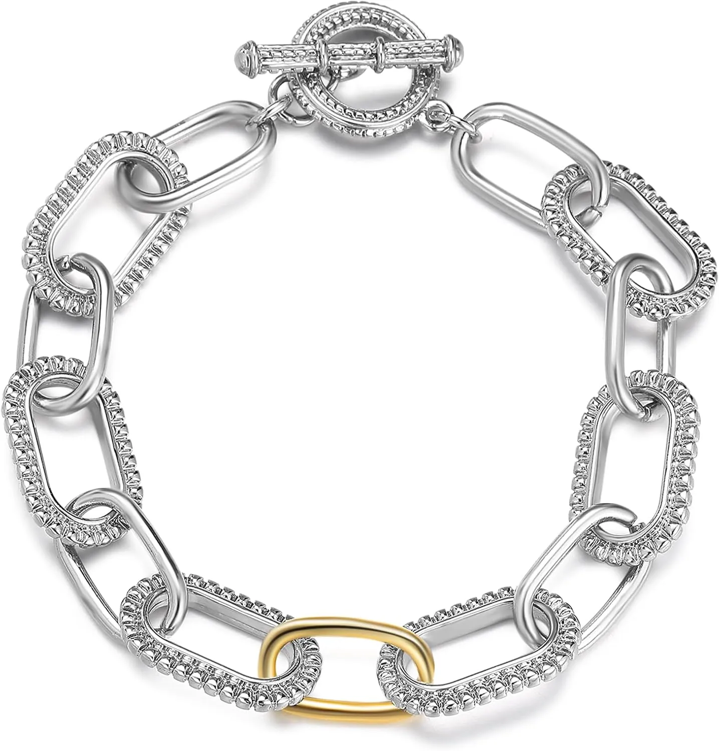 Cable Link Bracelet for Women, Trendy Circle Chain Bangle Link Bracelets Designer Inspire Silver and Gold Bracelets Jewelry for Her
