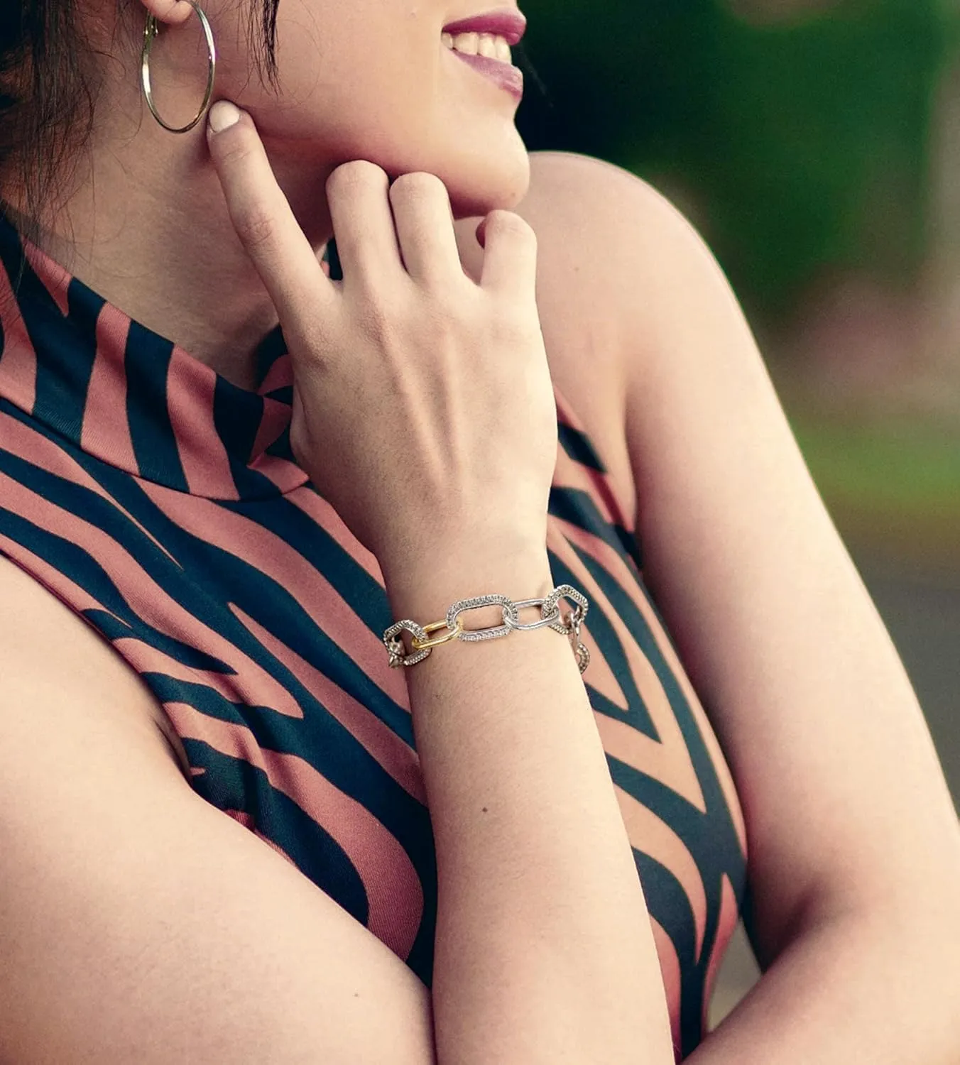 Cable Link Bracelet for Women, Trendy Circle Chain Bangle Link Bracelets Designer Inspire Silver and Gold Bracelets Jewelry for Her