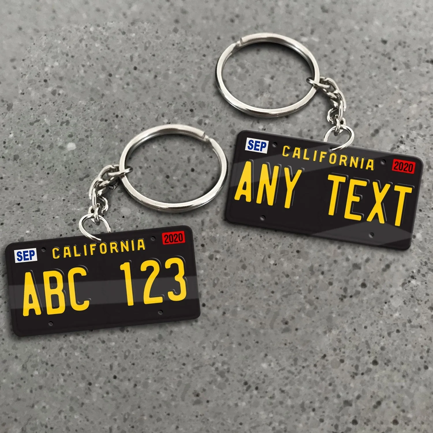 California License Plate Black Personalized Acrylic Keychain
