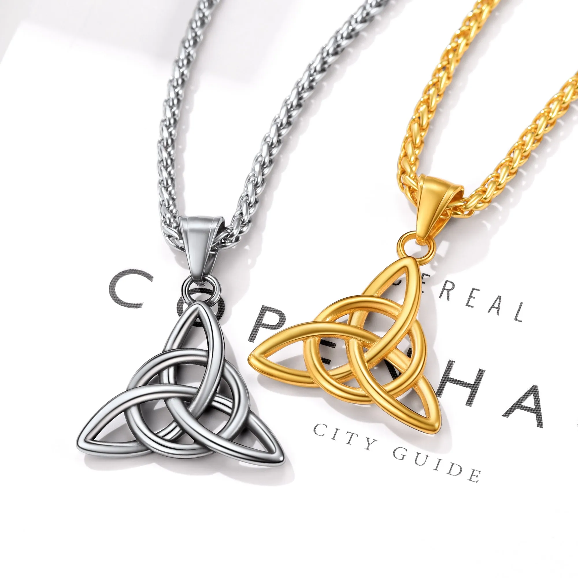 Celtic Trinity Knot Pendant Necklace for Men Women