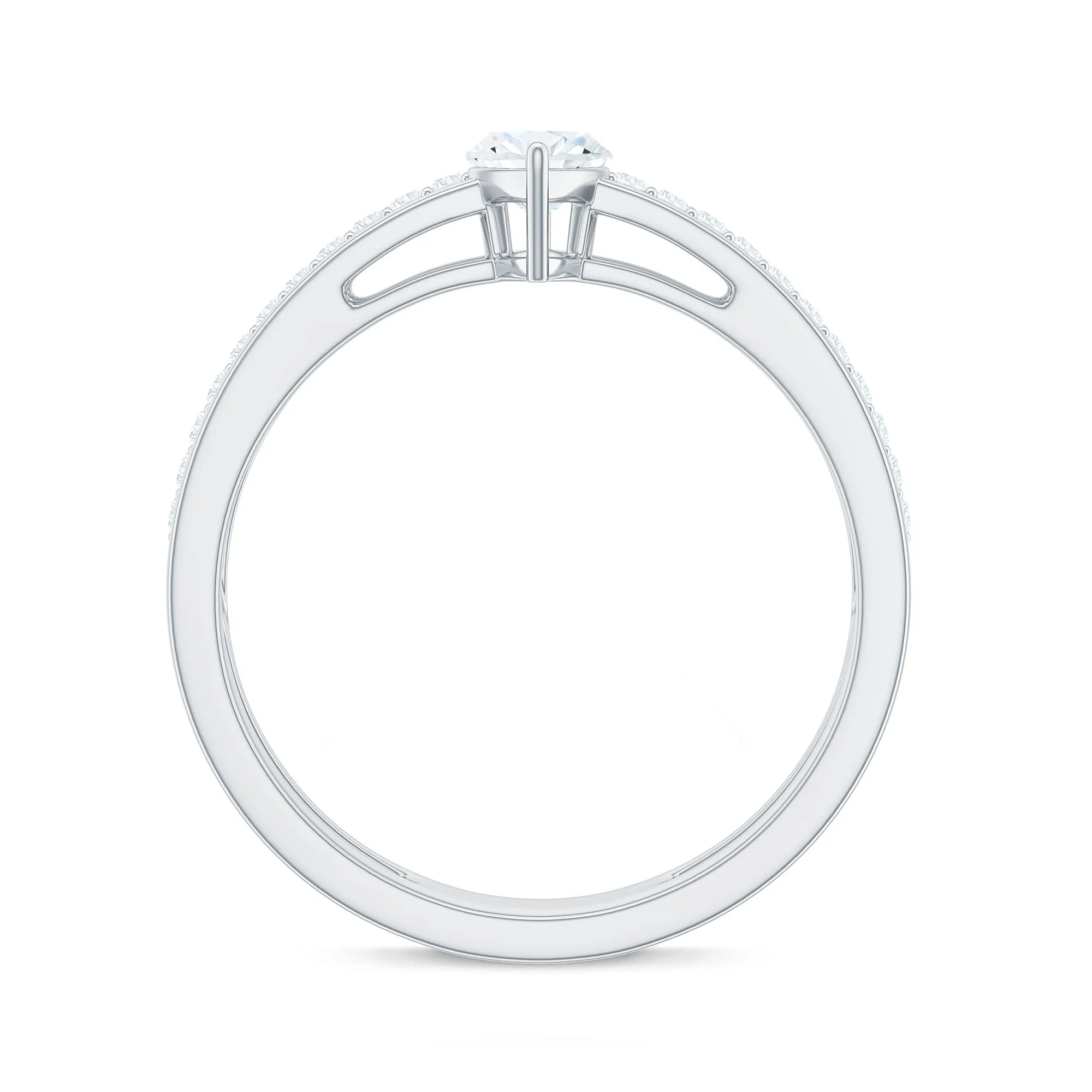 Certified Marquise Cut Moissanite Solitaire Double Band Ring