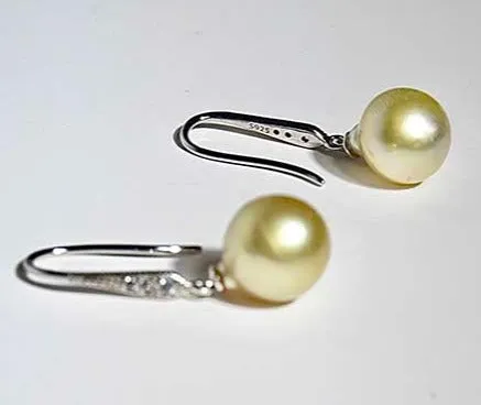 Charming Golden South Sea Pearl Hook Earrings