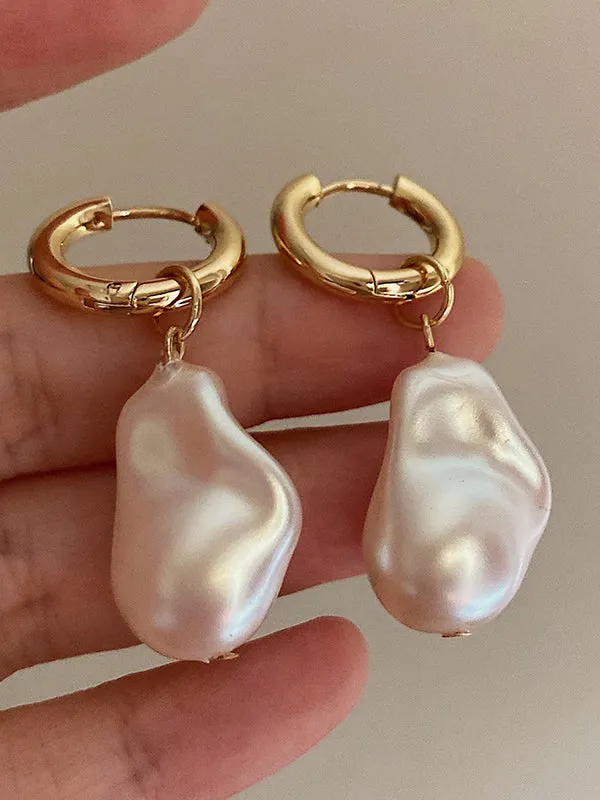 Chicmy-Irregularity Imitation Pearl Contrast Color Earrings Accessories