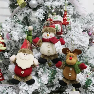 Christmas Decorations Santa Snowman Elk Plush Doll Pendant
