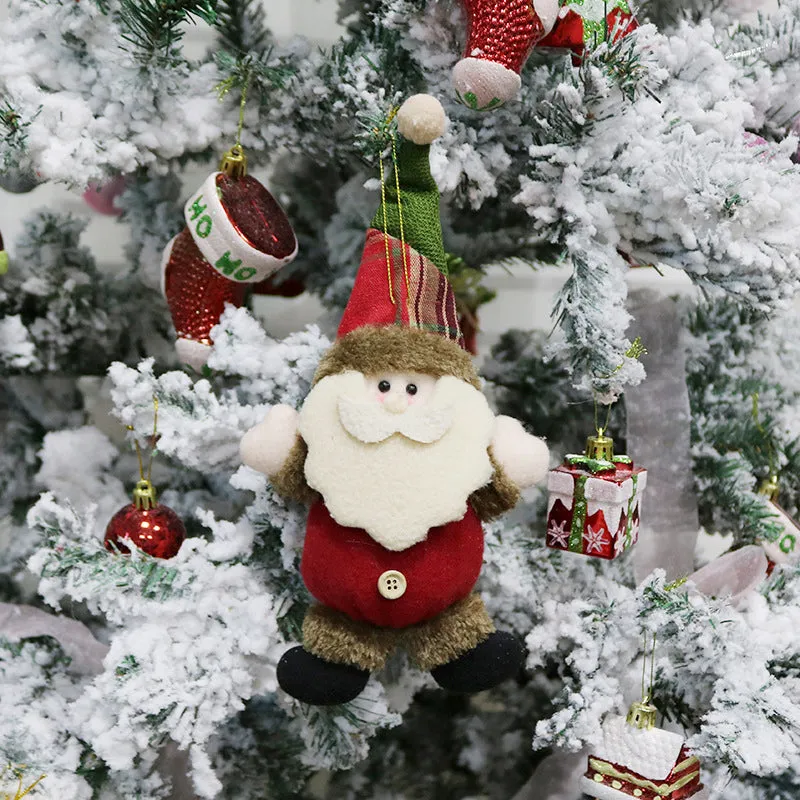 Christmas Decorations Santa Snowman Elk Plush Doll Pendant