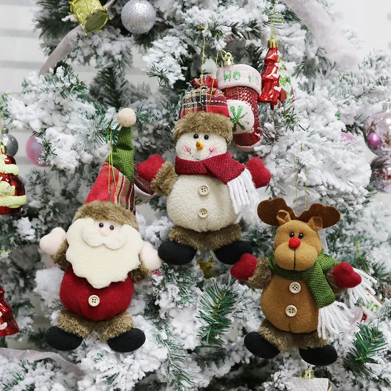 Christmas Decorations Santa Snowman Elk Plush Doll Pendant