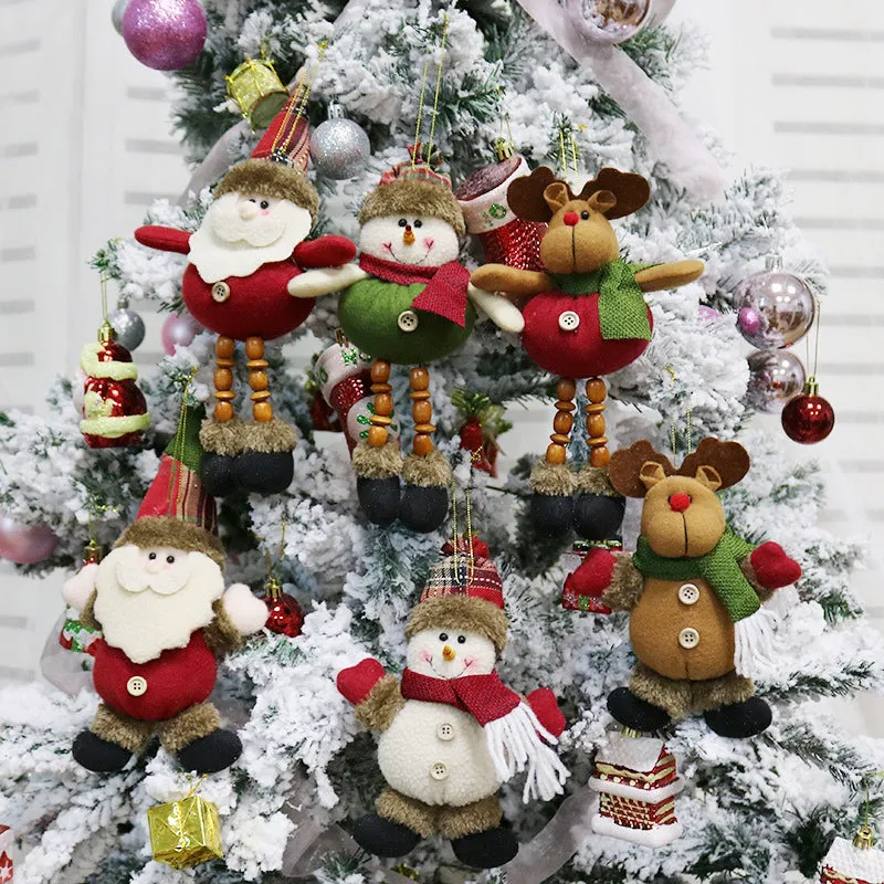 Christmas Decorations Santa Snowman Elk Plush Doll Pendant