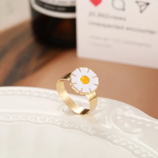 Chunky Colorful Love Heart Yin Yang Rings for Women Girl Gold Silver Color Drip Metal Finger Matching Ring Trendy Party Jewelry