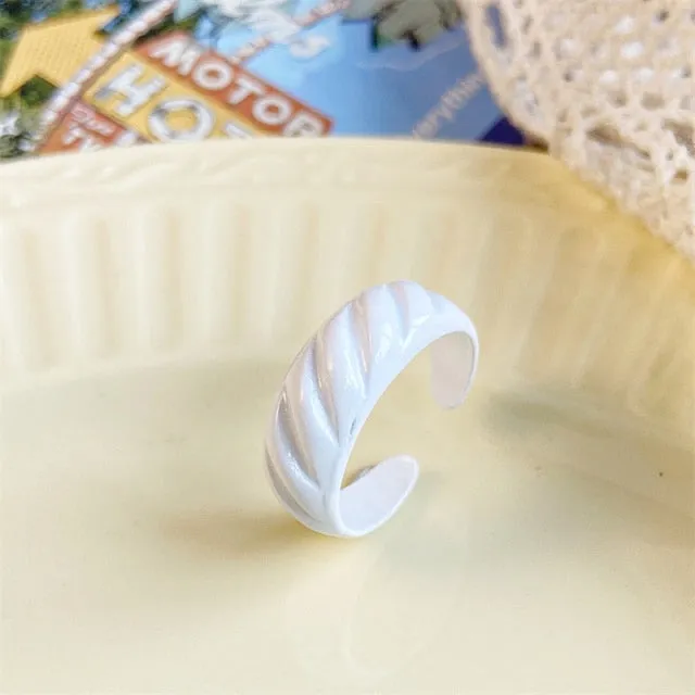 Chunky Colorful Love Heart Yin Yang Rings for Women Girl Gold Silver Color Drip Metal Finger Matching Ring Trendy Party Jewelry
