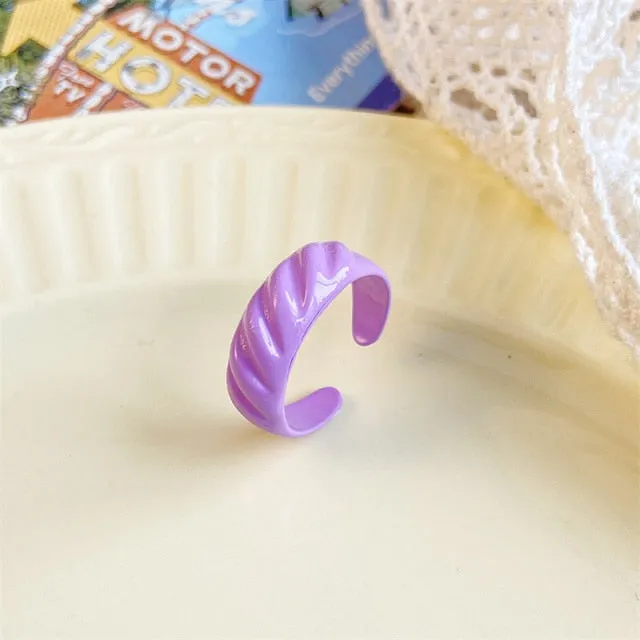 Chunky Colorful Love Heart Yin Yang Rings for Women Girl Gold Silver Color Drip Metal Finger Matching Ring Trendy Party Jewelry
