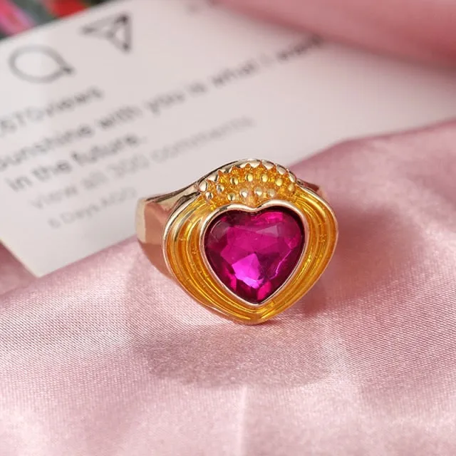Chunky Colorful Love Heart Yin Yang Rings for Women Girl Gold Silver Color Drip Metal Finger Matching Ring Trendy Party Jewelry