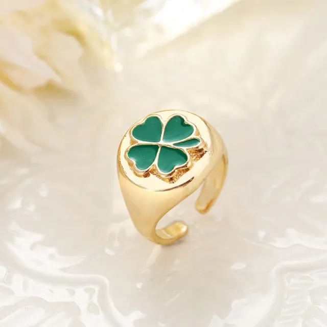 Chunky Colorful Love Heart Yin Yang Rings for Women Girl Gold Silver Color Drip Metal Finger Matching Ring Trendy Party Jewelry