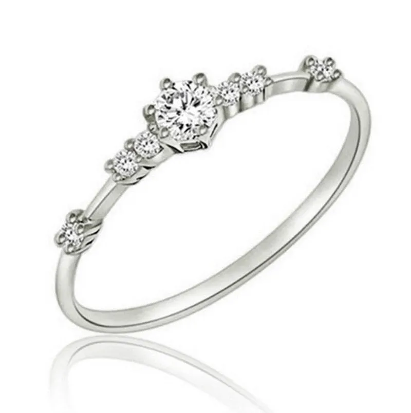 Classic Gold Color Metal Inlaid Zircon Engagement Rings for Women Simple Fashion Anniversary Bridal Wedding Jewelry Gift