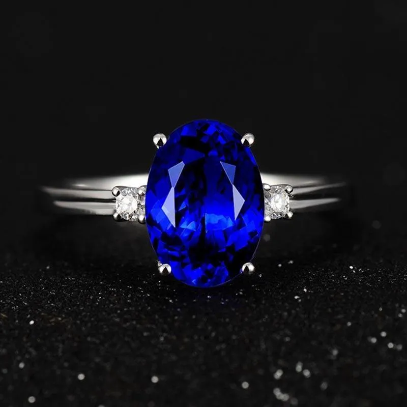 Classic Lab Created Silver Oval Green/Pink/Blue Gemstone Rings