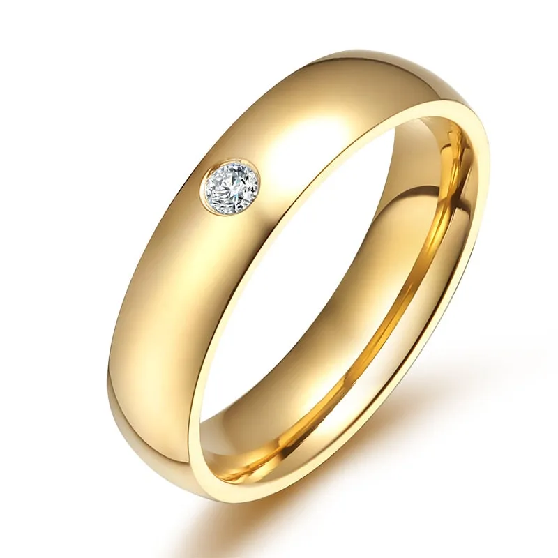Classic Wedding Rings for Women Men Gold Color Stainless Steel Couple Band Anniversary Personalized Name Lovers Gift